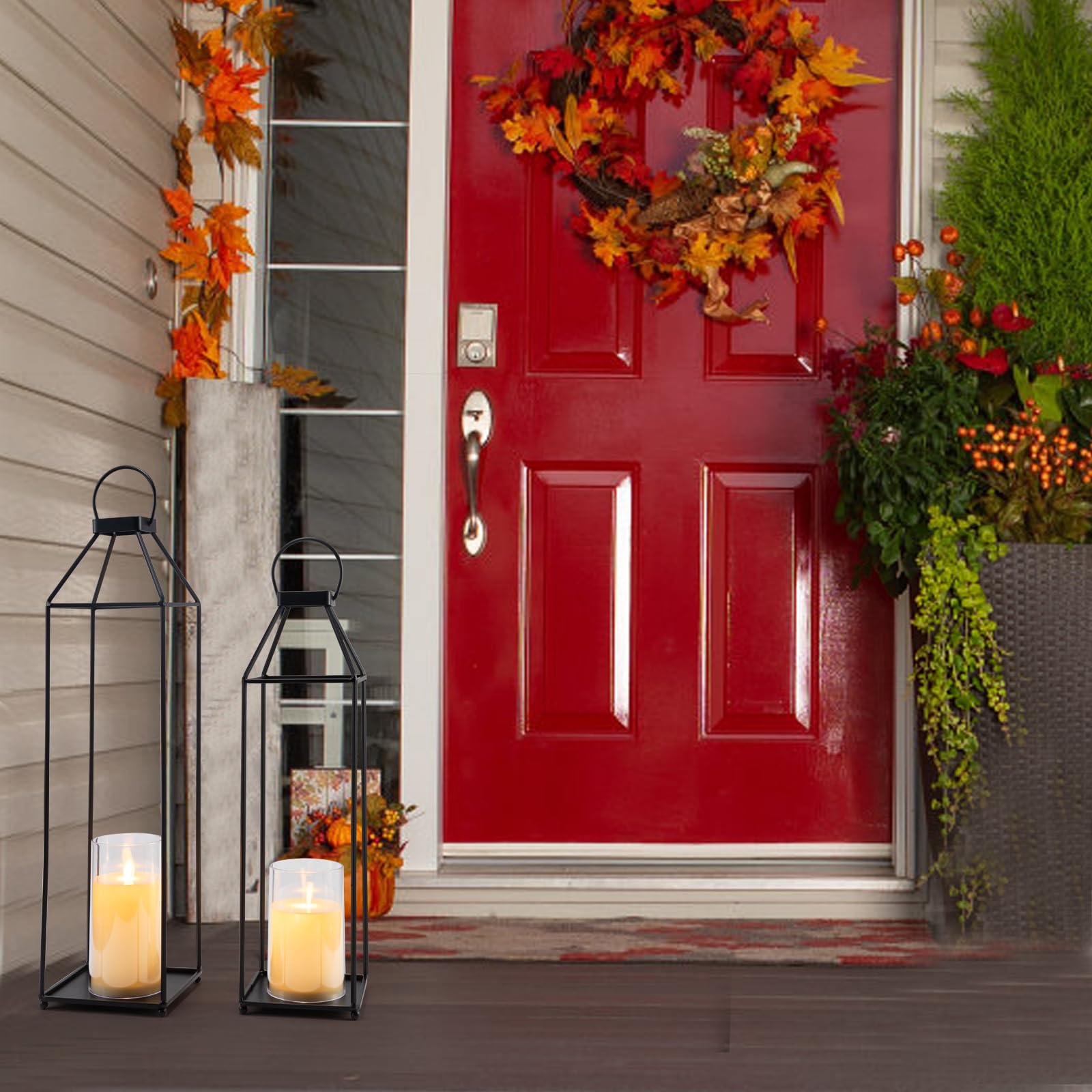 ELEATTRUN large candle lantern 18.3 inch suits porches or living rooms with elegant glow