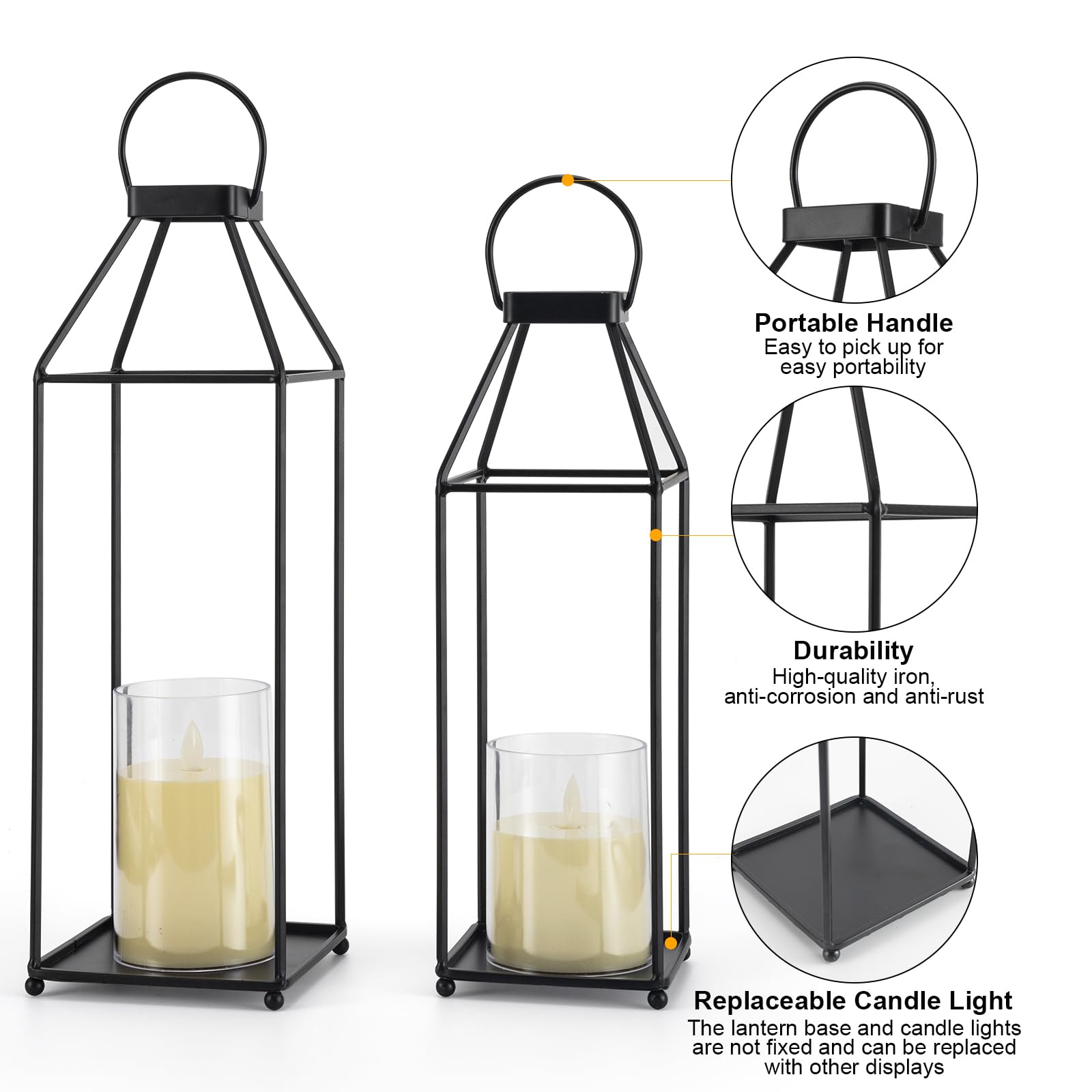 Warm yellow LED glow from ELEATTRUN lanterns for indoor ambience
