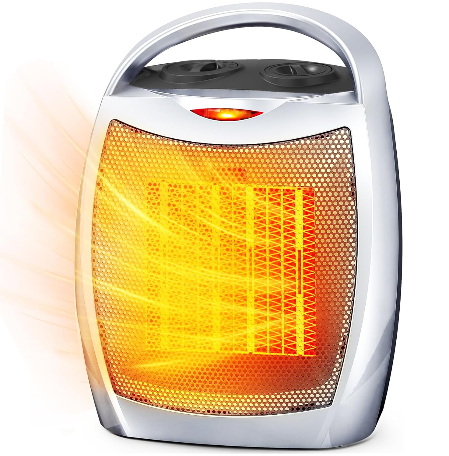 Electactic small space heater front view, compact desk-friendly design.