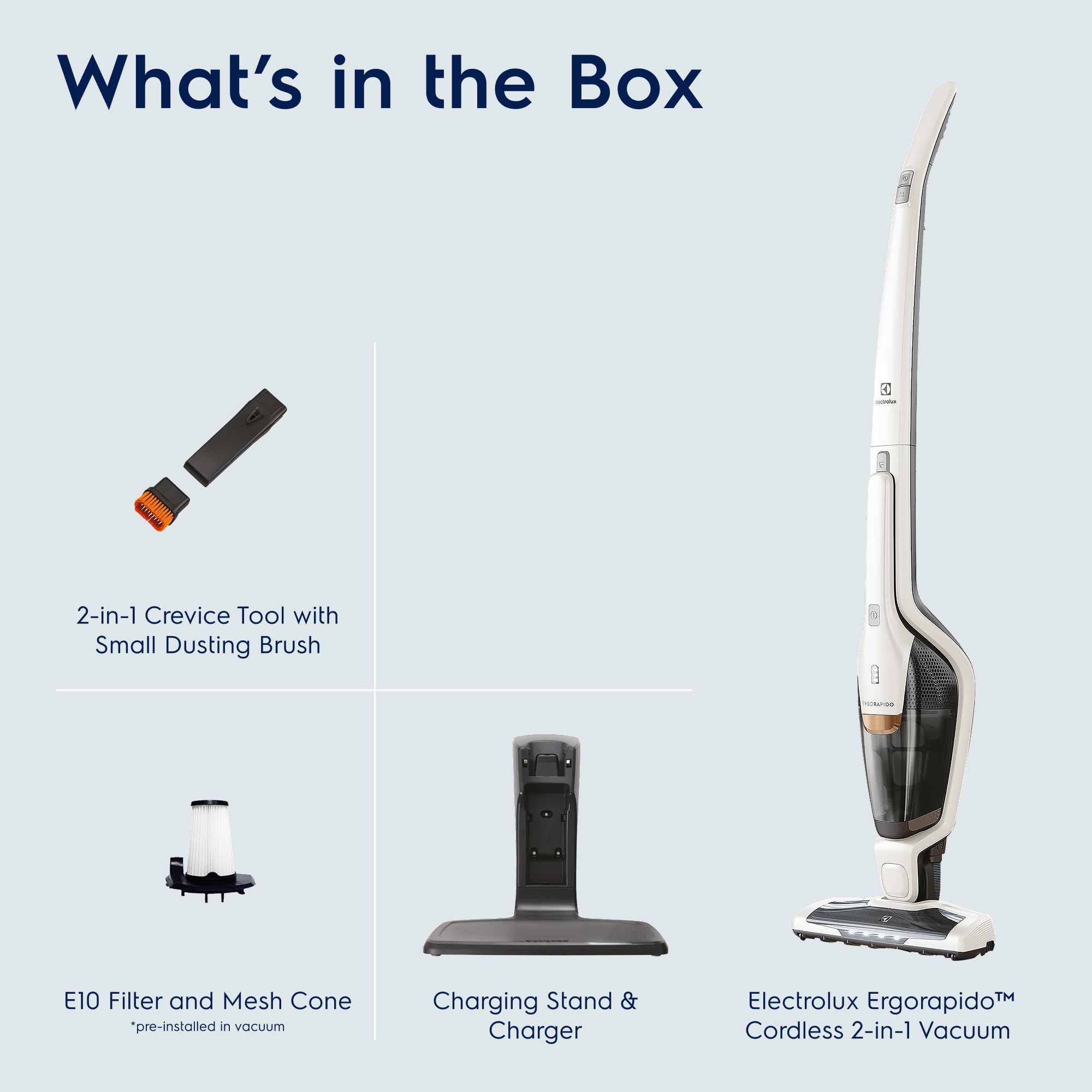 Detachable hand unit on Electrolux Ergorapido for above-floor cleaning