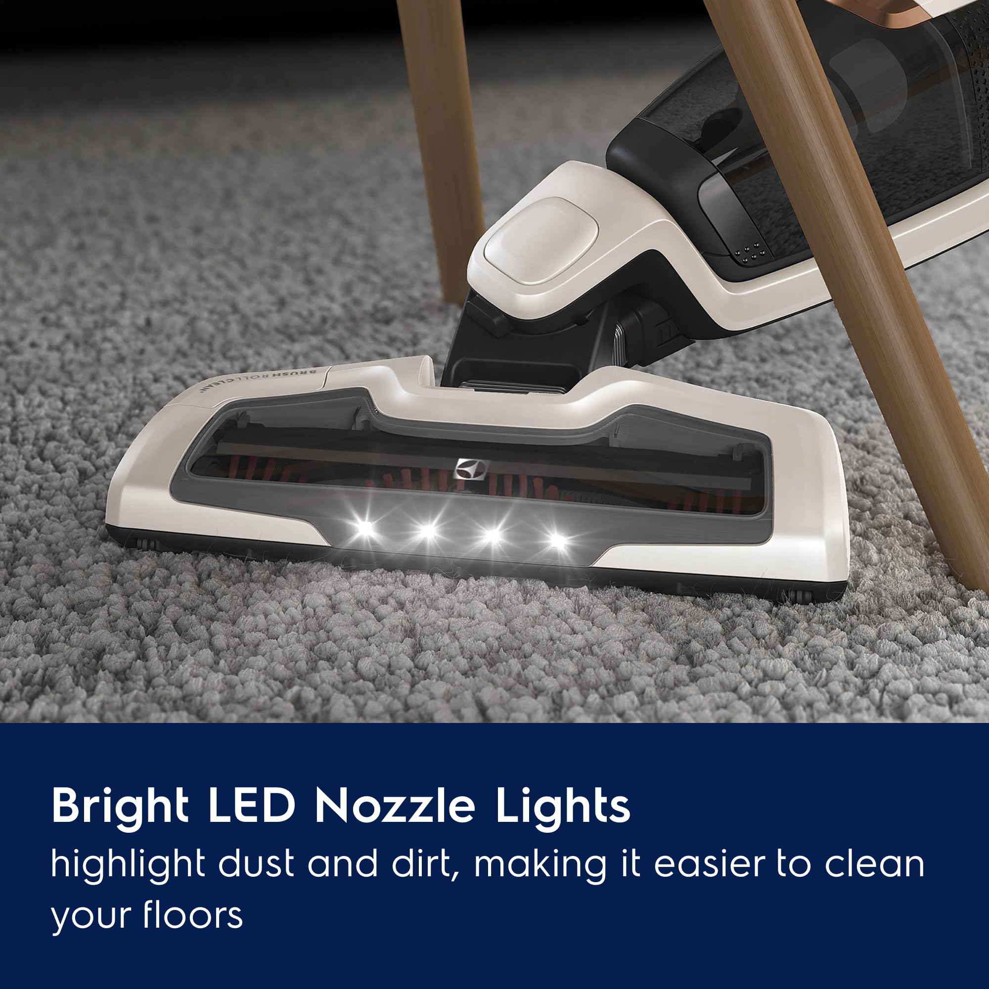 LED nozzle lights illuminate dark areas during Ergorapido cleaning