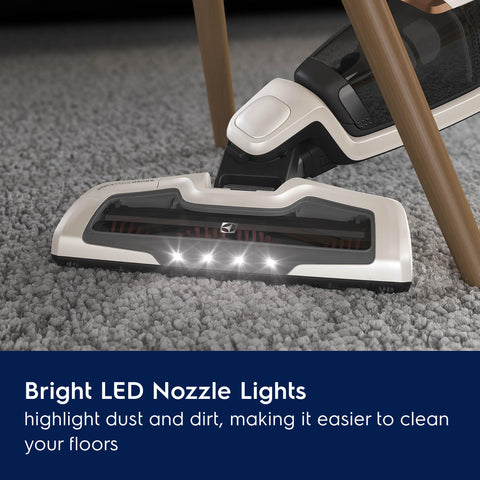 LED nozzle lights illuminate dark areas during Ergorapido cleaning
