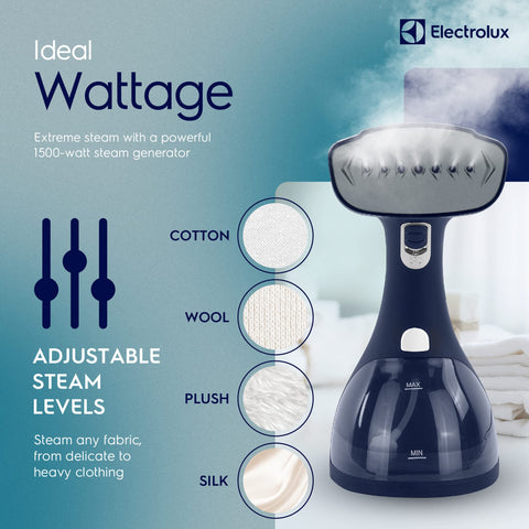 Electrolux steamer in vertical use demonstrates safe steaming