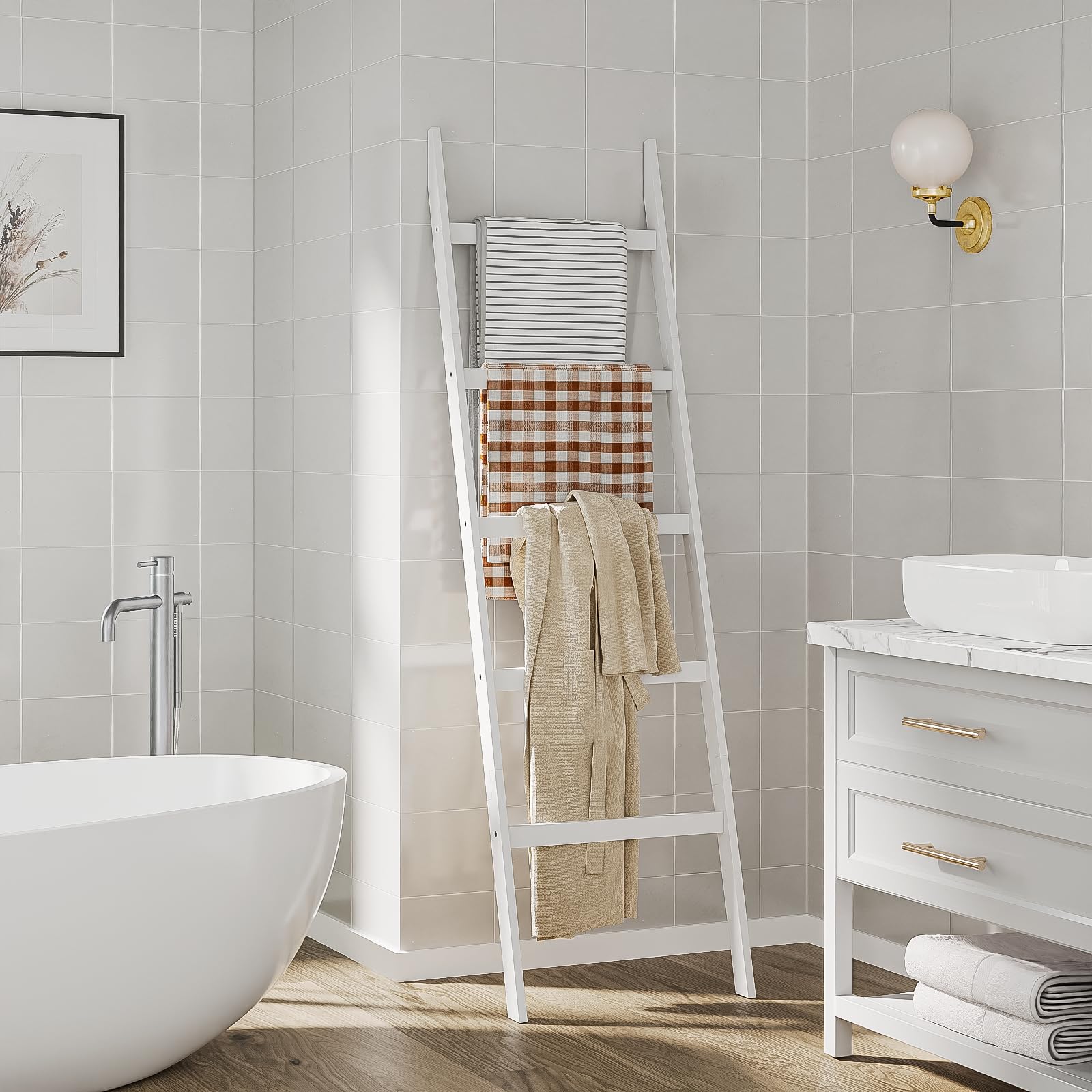 EleganfurHony bamboo towel rack sturdy construction for daily use.