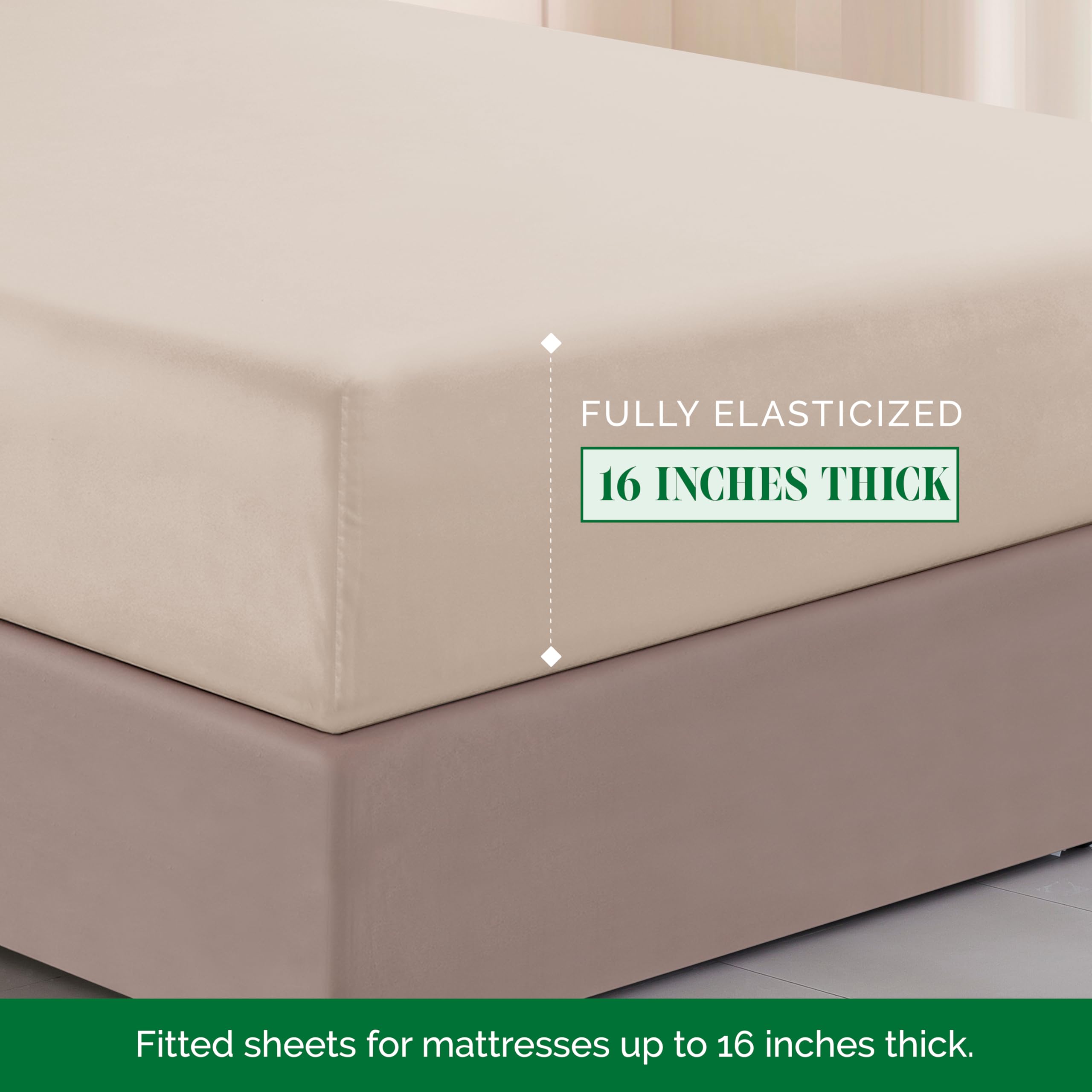 Elegant Comfort cream sheets laid over a bed showcasing color and fit