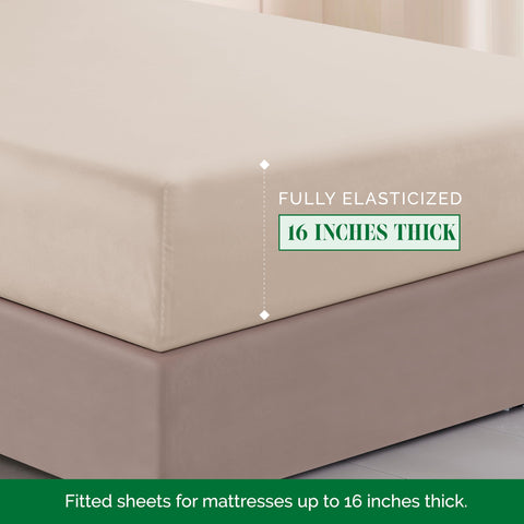 Elegant Comfort cream sheets laid over a bed showcasing color and fit