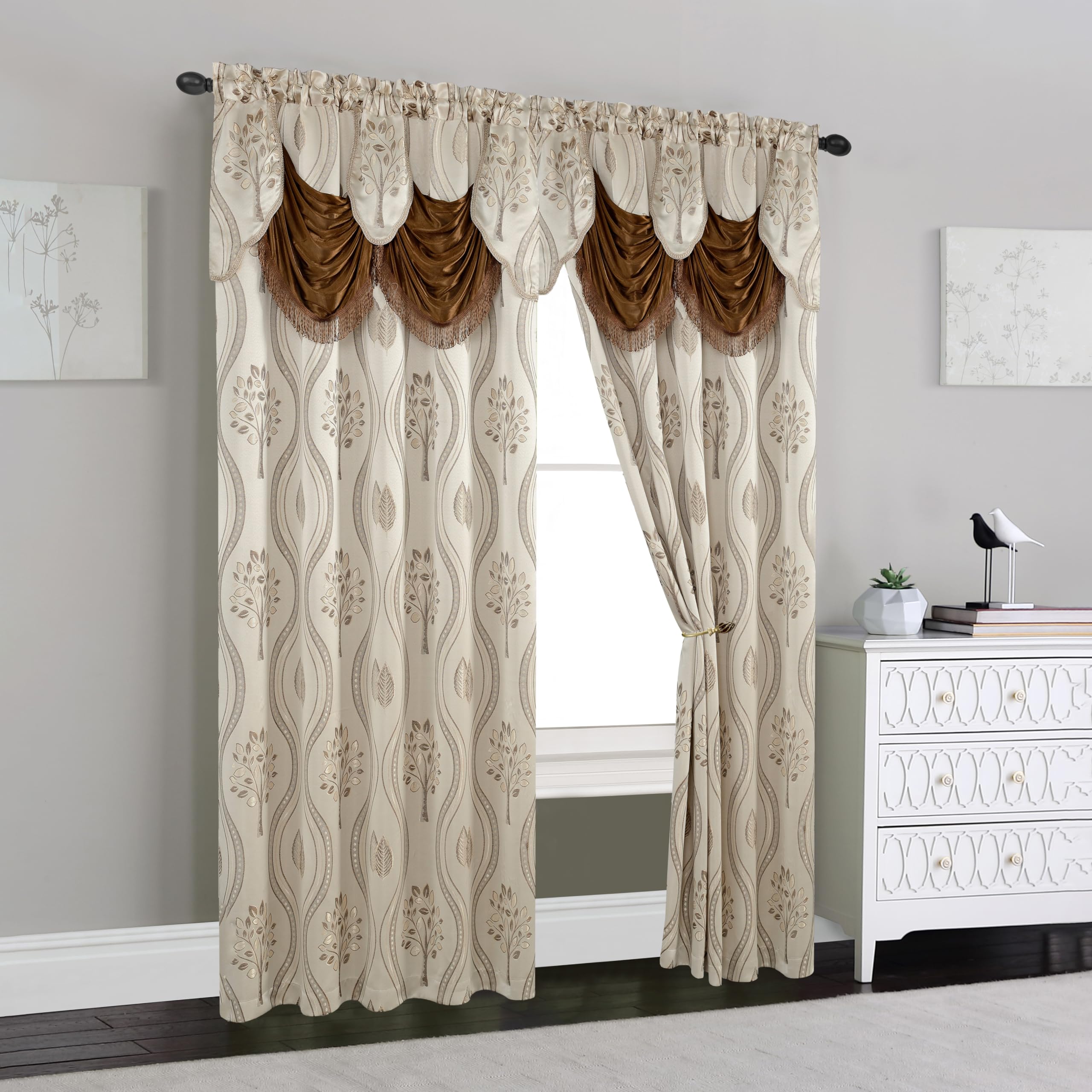 Elegant Comfort 54x84 curtain panel beige back view adds balance and room-proportion.