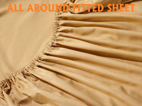 Elegant Comfort deep-pocket fitted sheet with elasticized corners secures mattresses up to 16 inches.