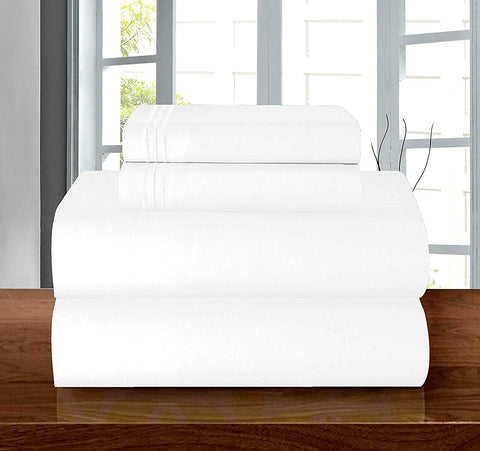 Elegant Comfort deep-pocket fitted sheet fits 16-inch mattresses securely.