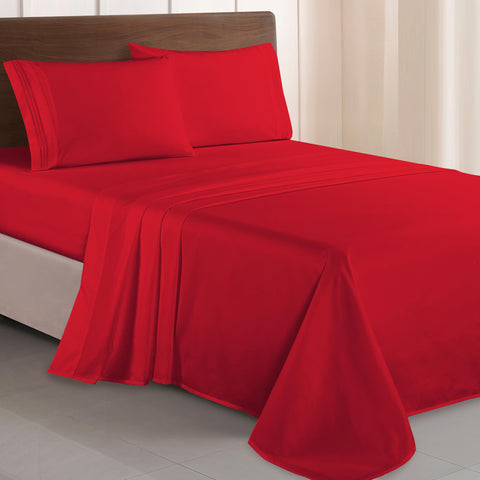 Elegant Comfort luxurious microfiber sheet set close-up with three-line embroidery showcasing premium finish.