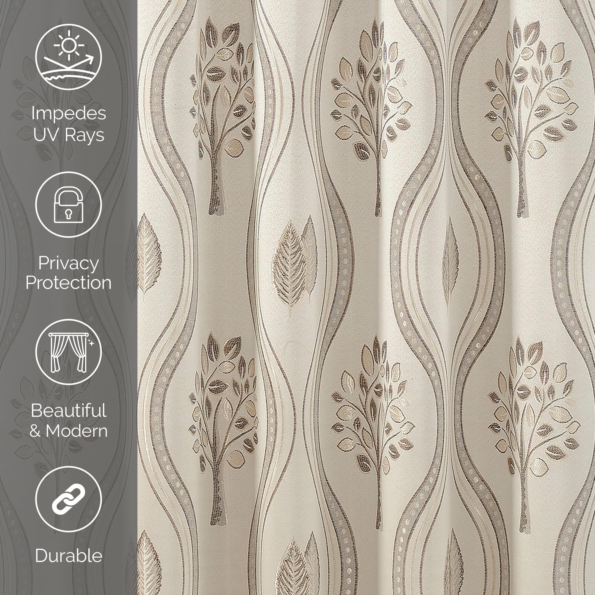 Elegant Comfort machine-washable curtain in beige for simple care and upkeep.