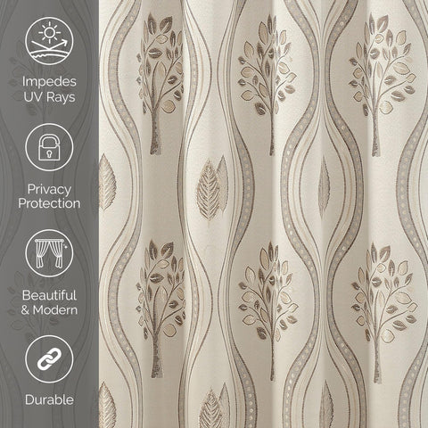 Elegant Comfort machine-washable curtain in beige for simple care and upkeep.