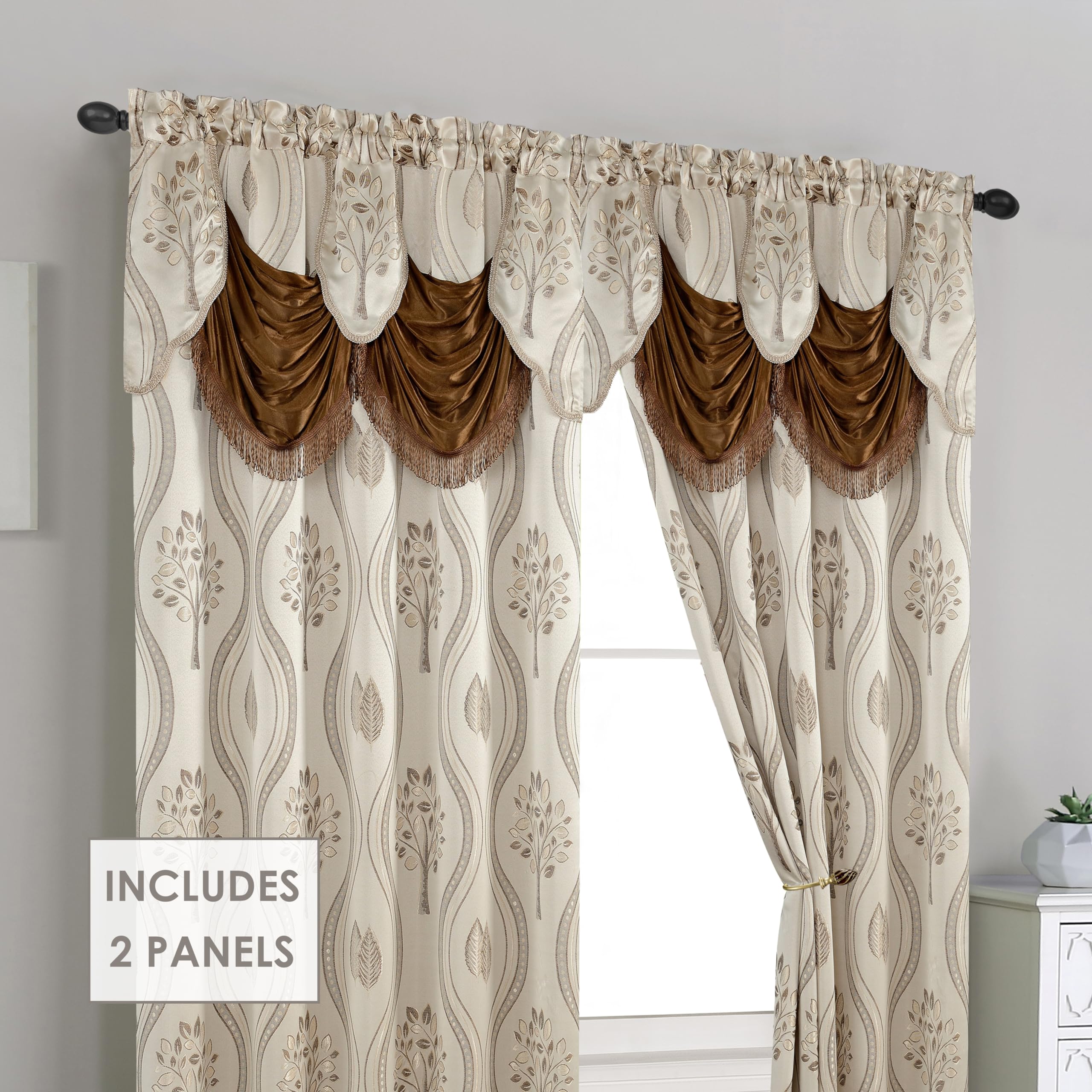 Elegant Comfort two-panel set in beige coordinates with a variety of decor styles.
