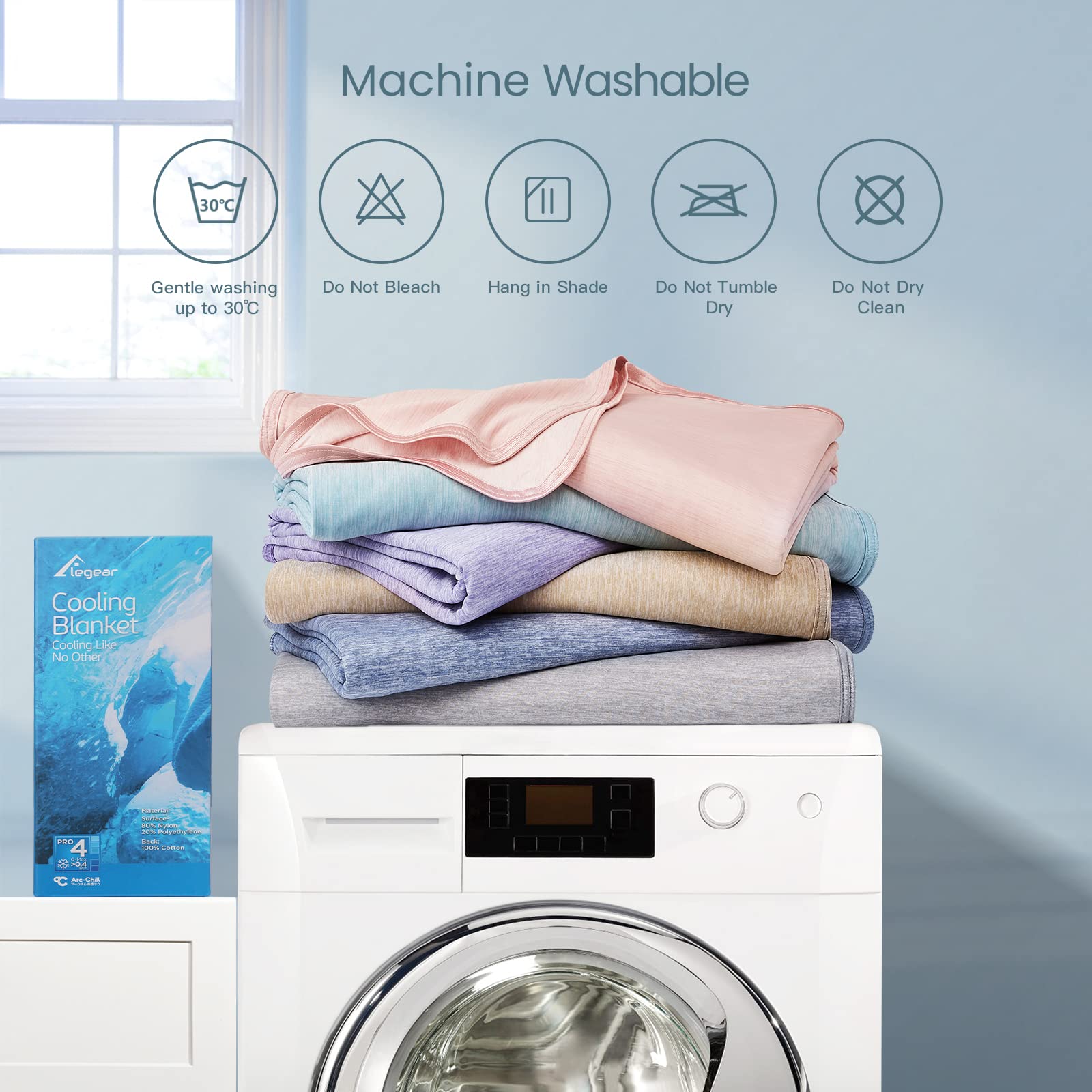 Elegear care tag highlights machine-washable construction.