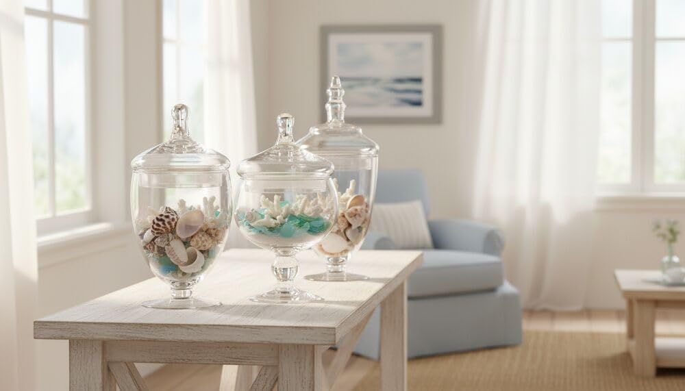 Elements apothecary jar 8.5in clear glass for small items