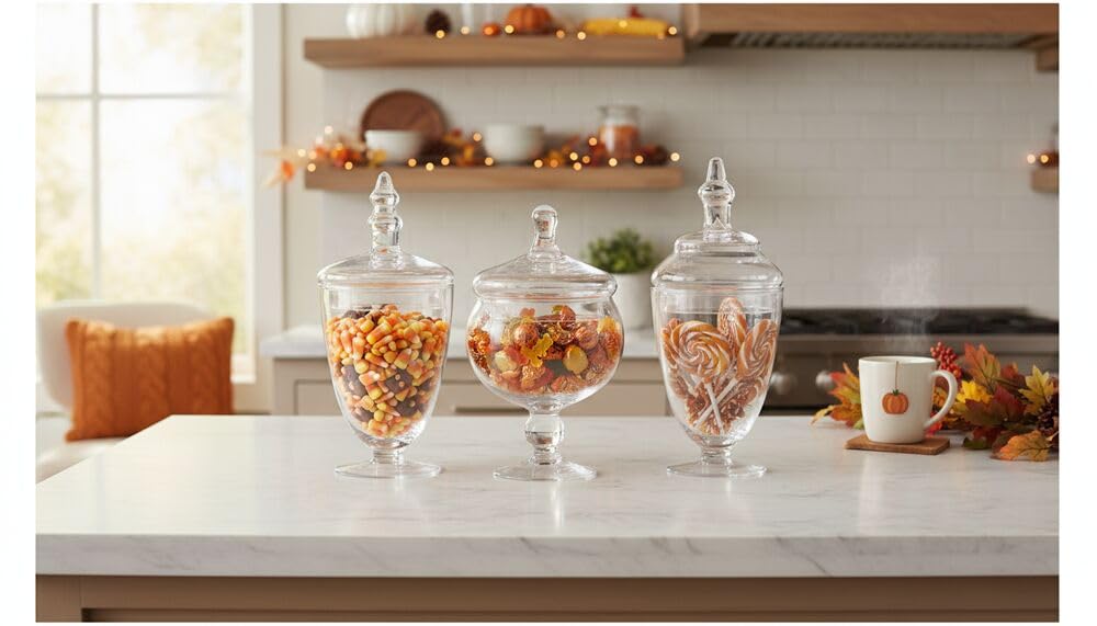 Elements bathroom vanity display jar trio for cosmetics