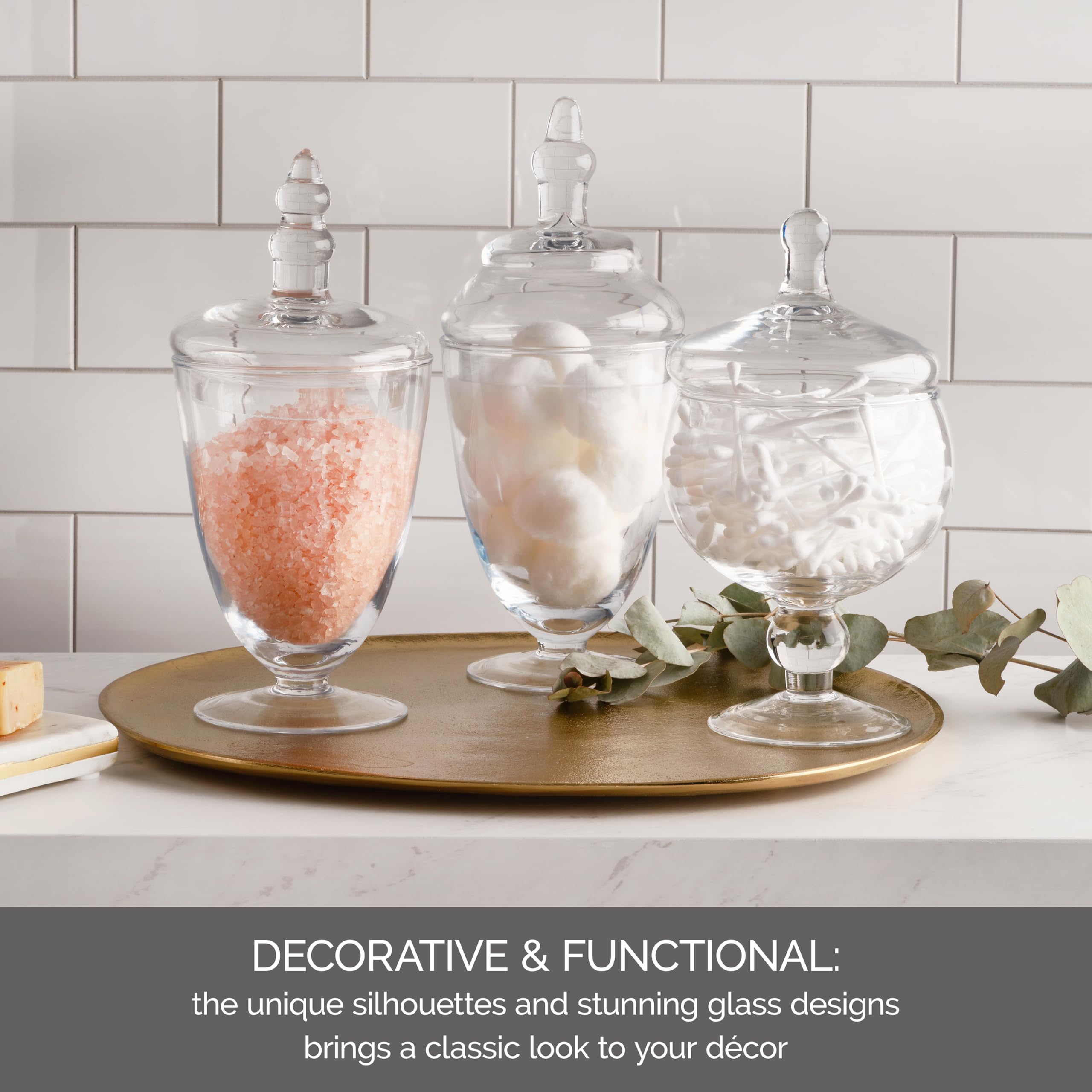 Elements kitchen island display with apothecary jars