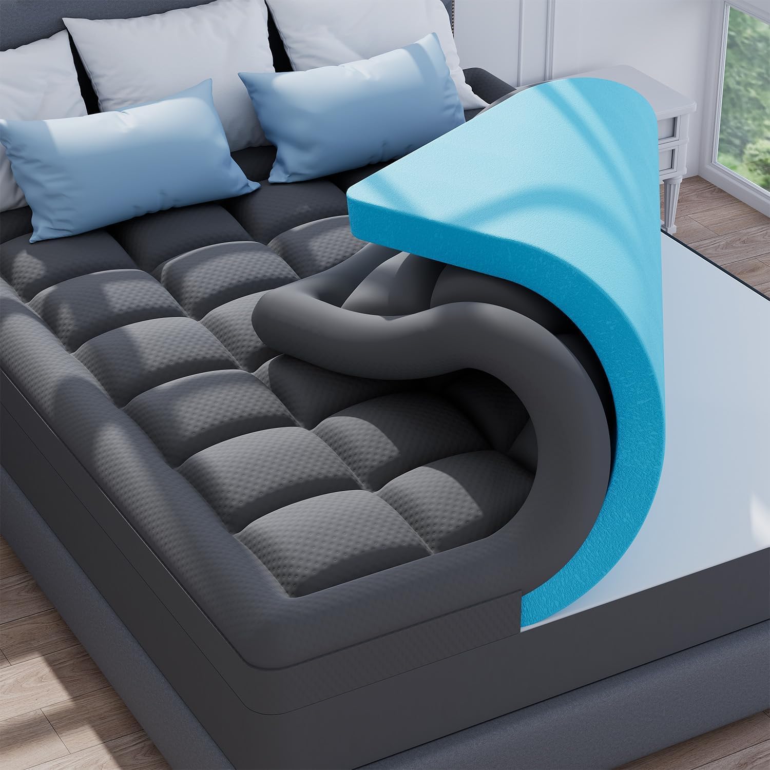 ELEMUSE dual-layer topper overview shows balanced comfort for tired mattresses.