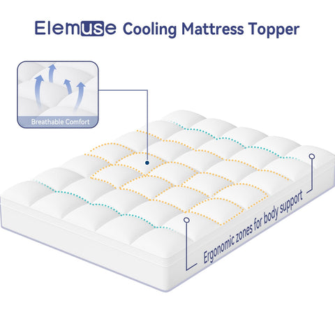 ELEMUSE King topper's overfilled filling offers plush, supportive cushioning.
