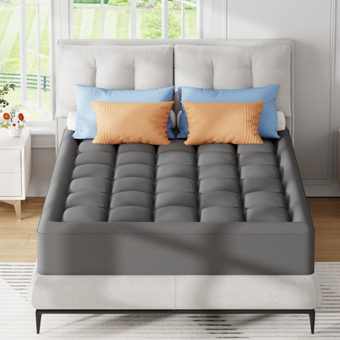ELEMUSE protective layer illustration highlights extended mattress life.