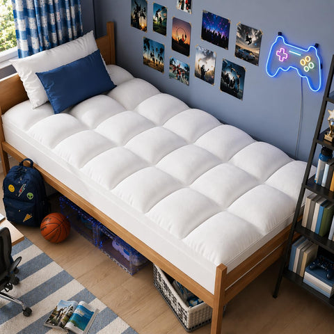 ELEMUSE Twin Mattress Topper: plush top adds soft cushioning and comfort