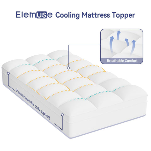 Elemuse Twin XL topper unrolled on bed demonstrates an easy dorm upgrade option