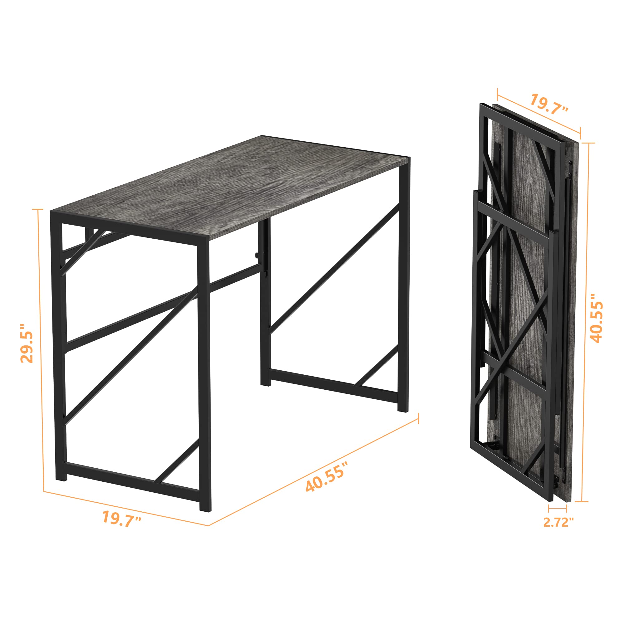 Elephance folding desk folded storage saves space when not in use.