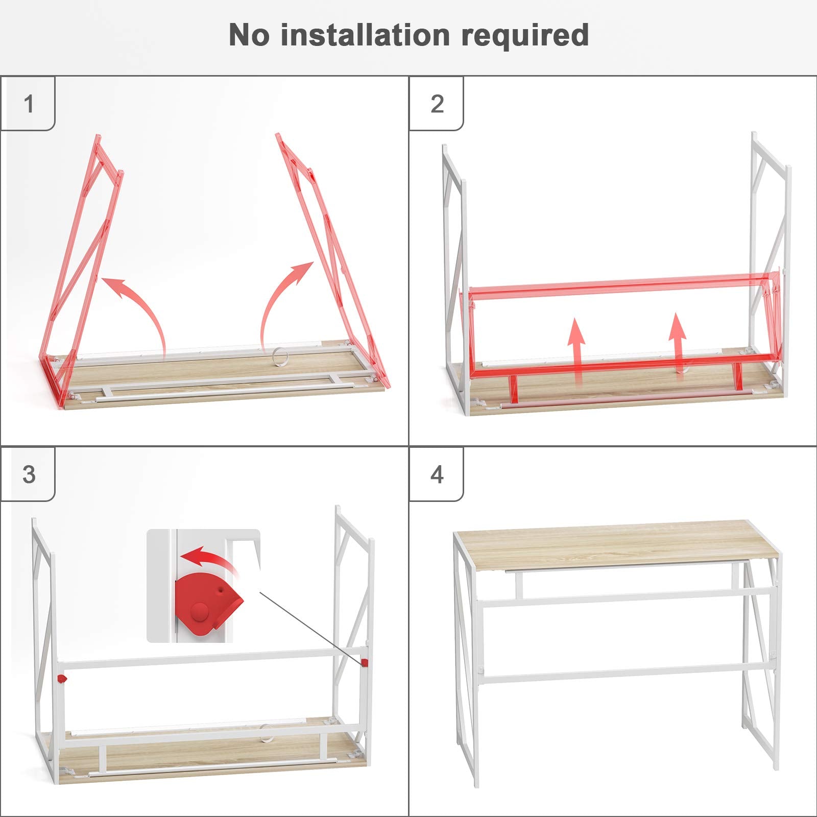 Elephance Folding Desk folded-storage with flat profile for easy closet storage.