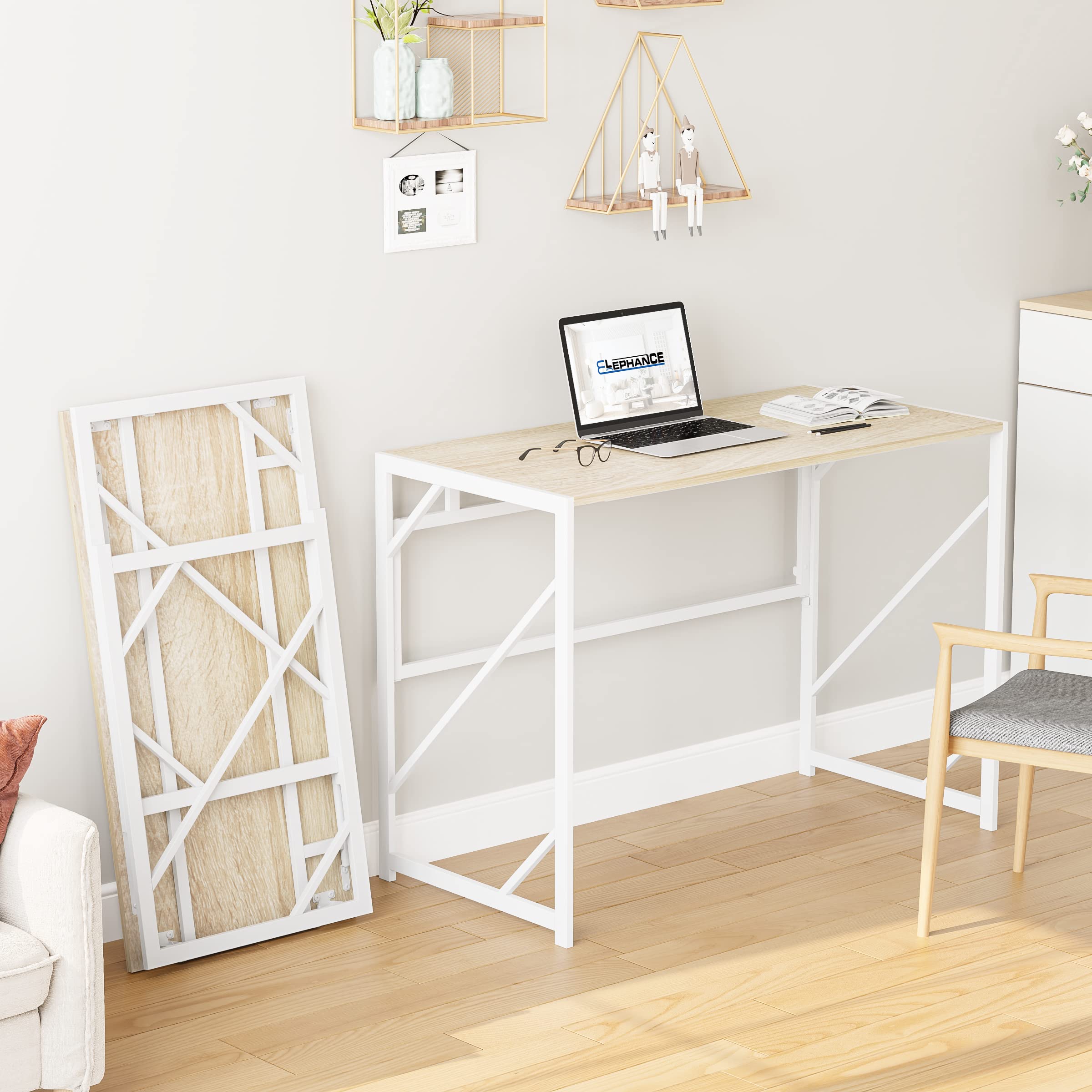 Elephance Folding Desk open-workspace showing spacious surface for laptop and notes.