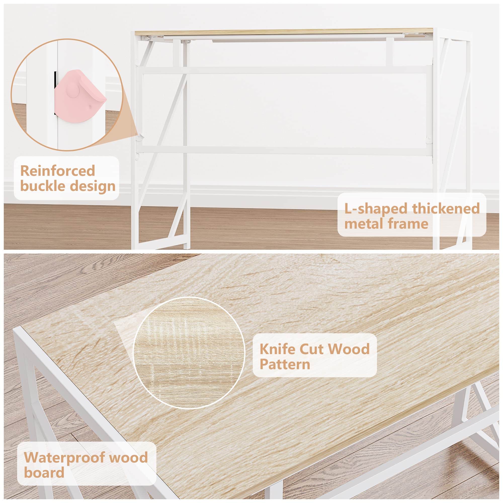 Elephance Folding Desk steel-frame highlights sturdy, durable construction for daily tasks.