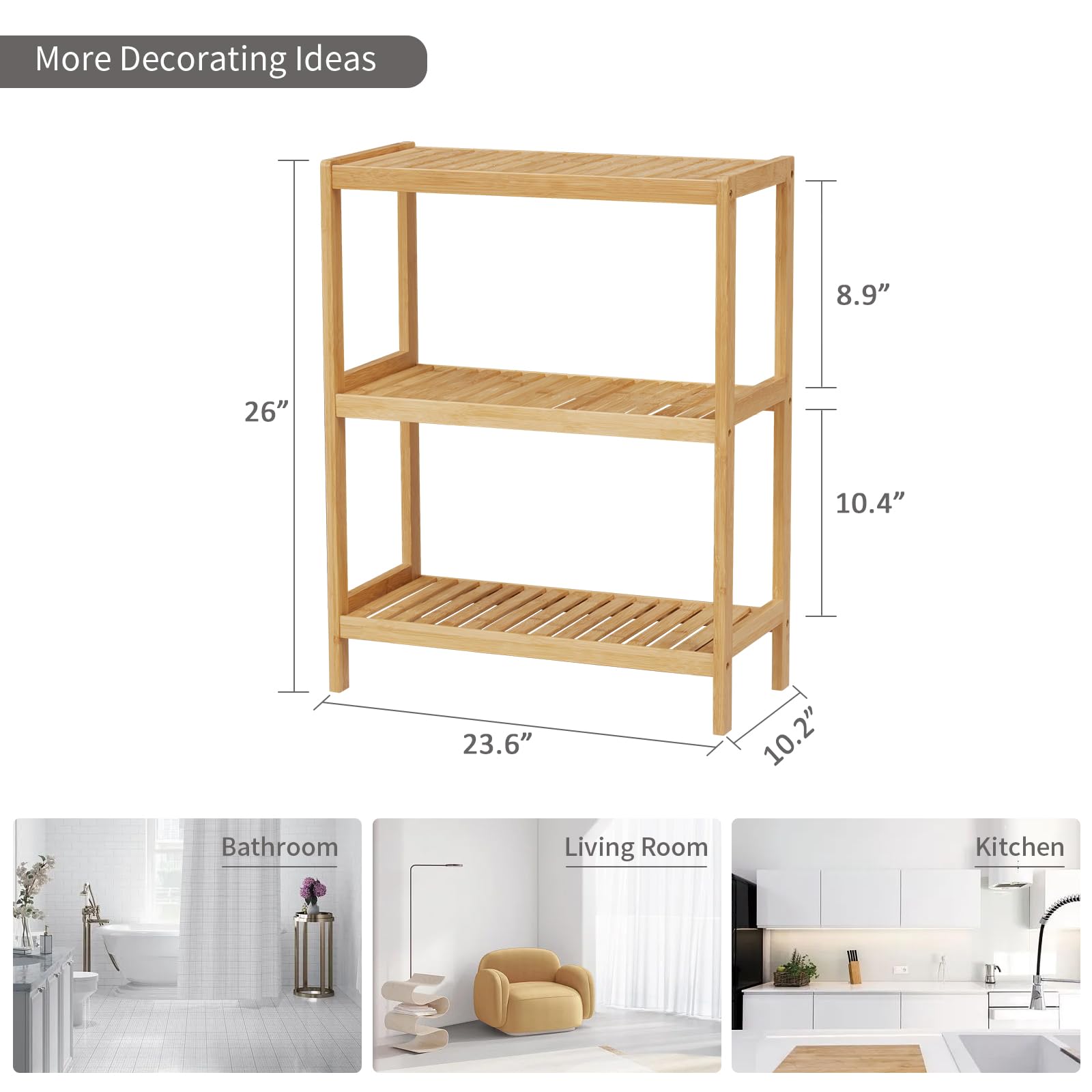 Elepude 3-tier shelf features smooth edges for safe, kid-friendly organization.