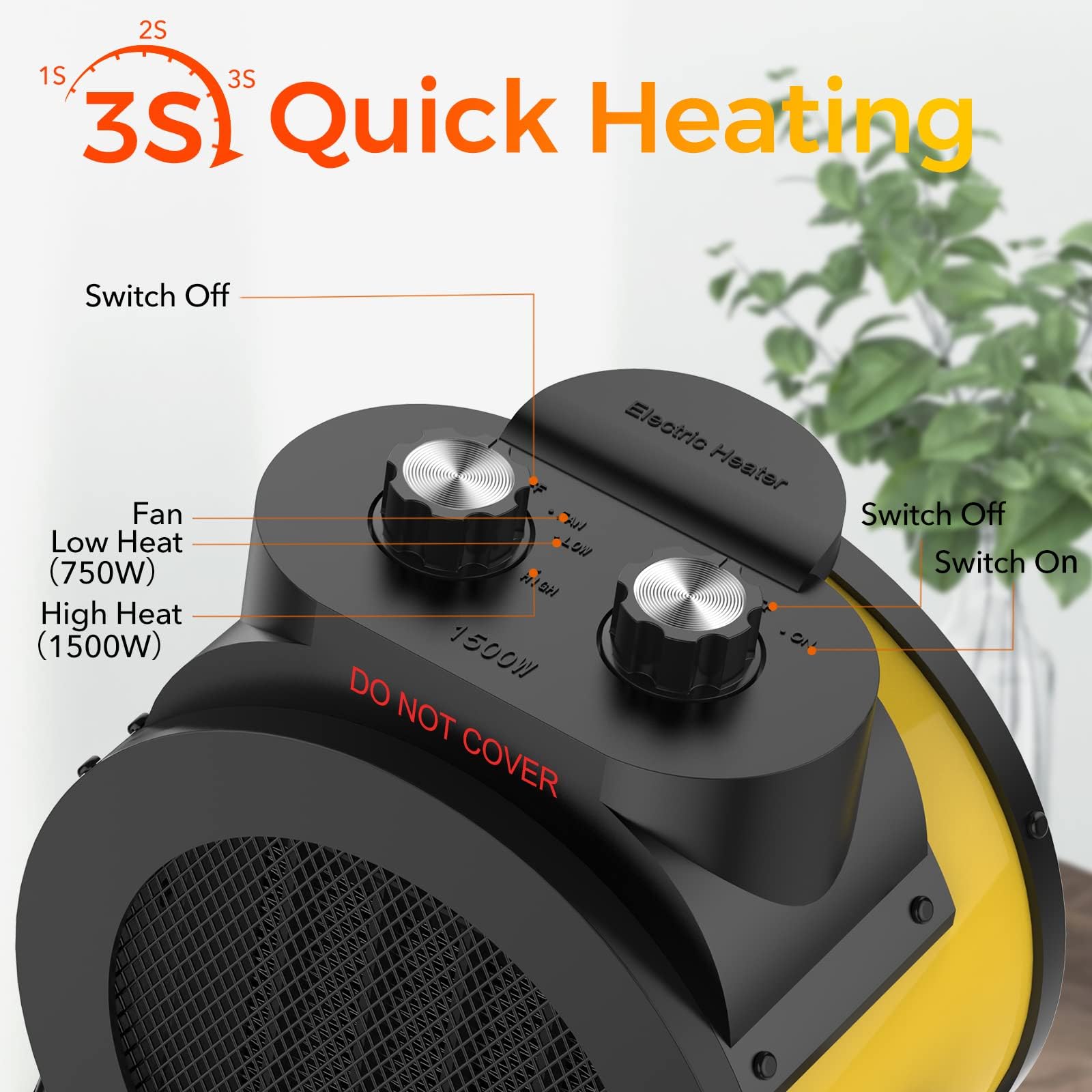 Elevoke space heater with 90 degree oscillation distributes warmth across rooms.
