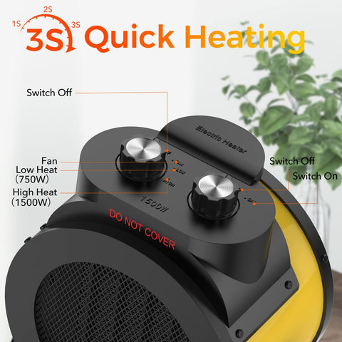 Elevoke space heater with 90 degree oscillation distributes warmth across rooms.