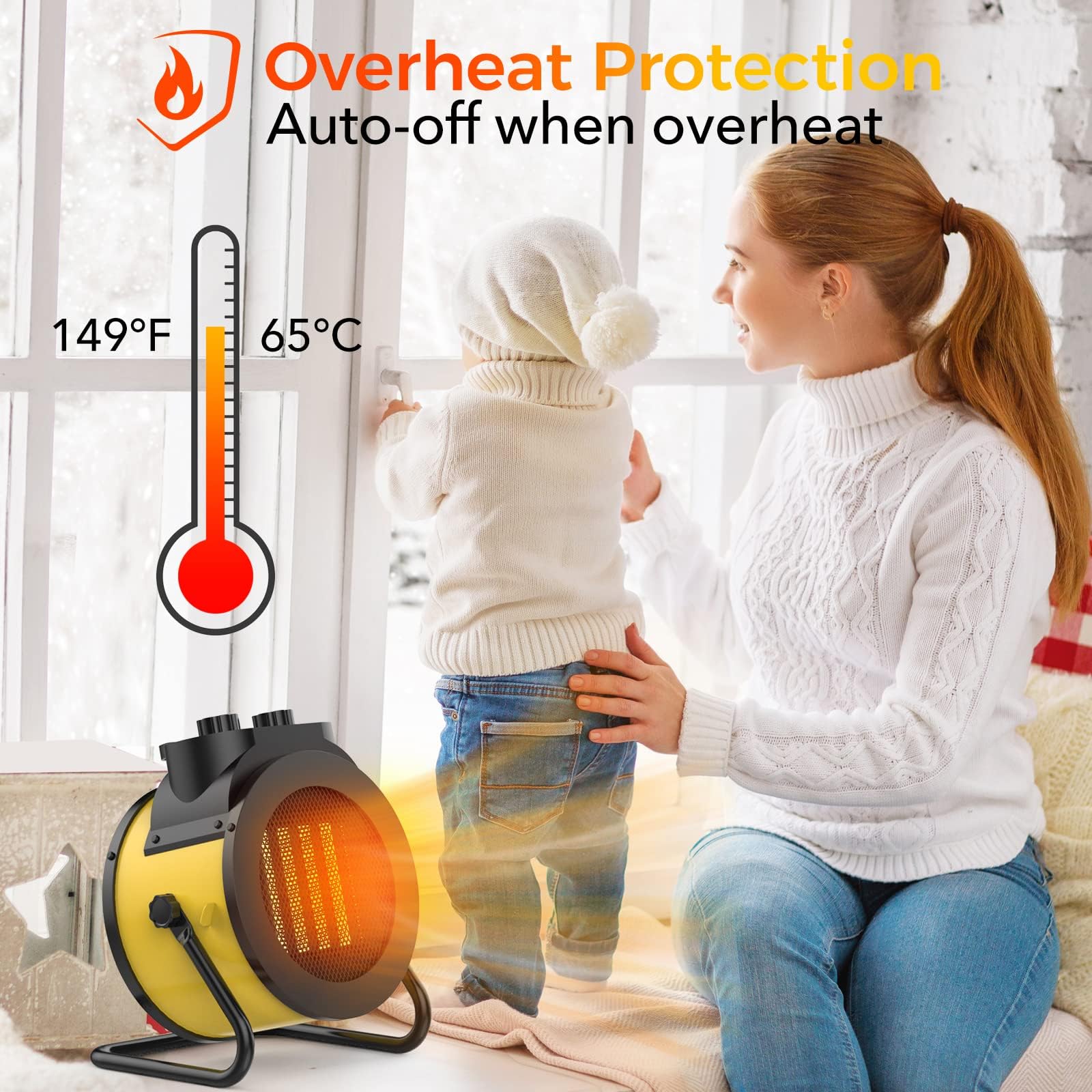 Elevoke space heater with built-in overheat protection for worry-free use.