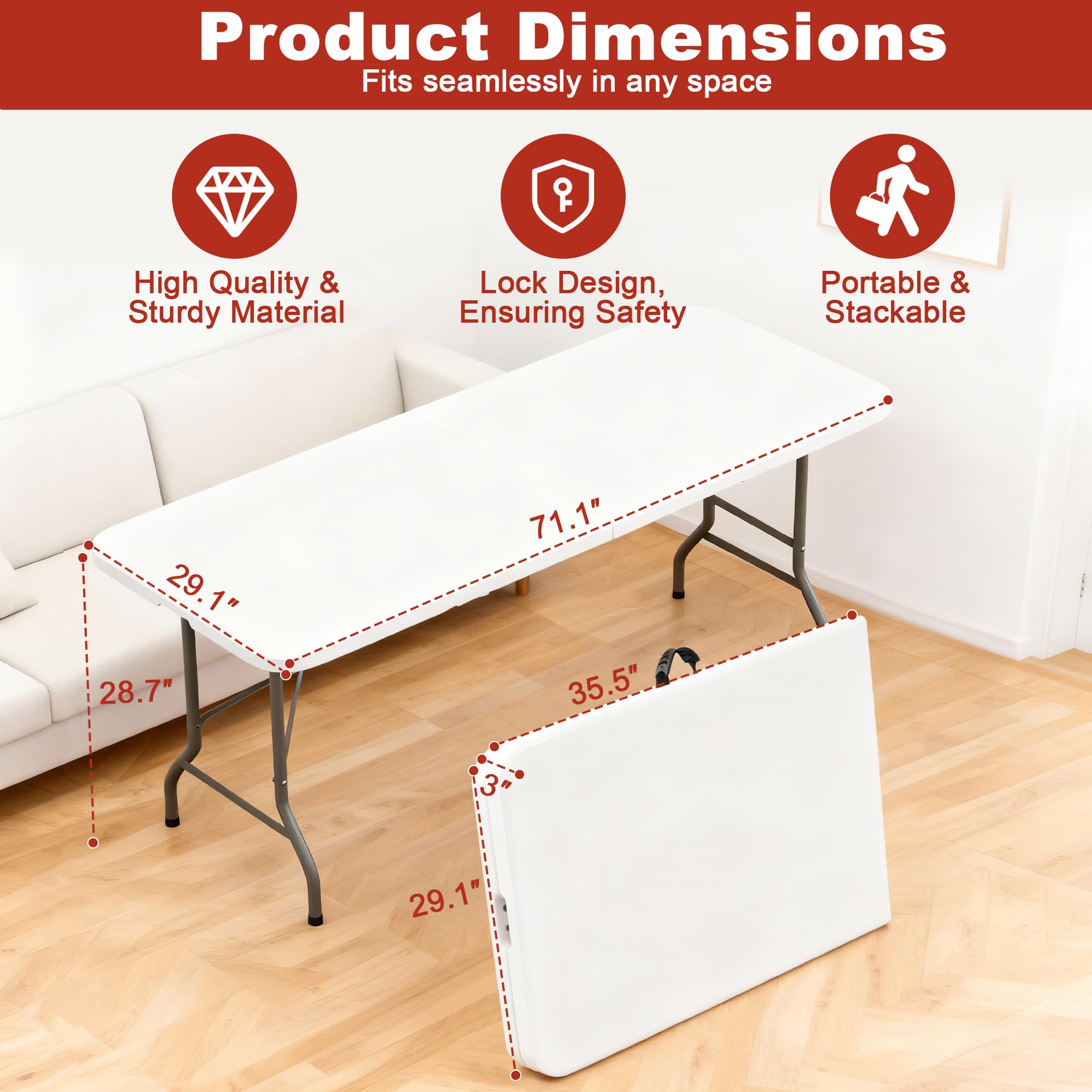 Elevon folding table heavy-duty legs provide stable support for rugged outdoor use.