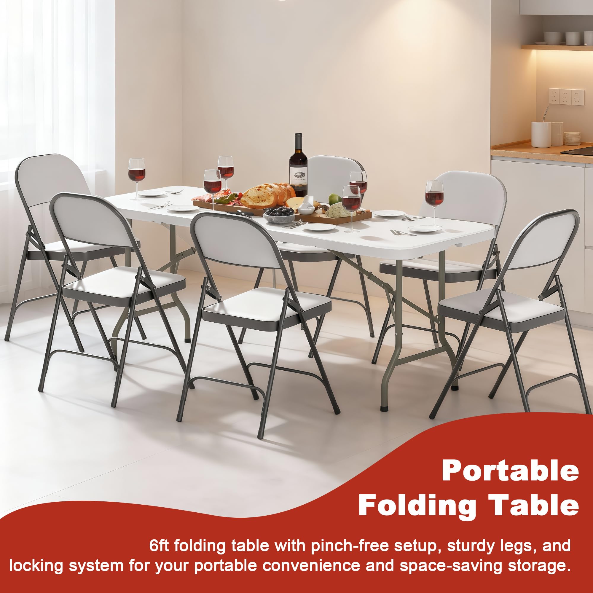 Elevon table top is water- and stain-resistant for lakeside lunches.