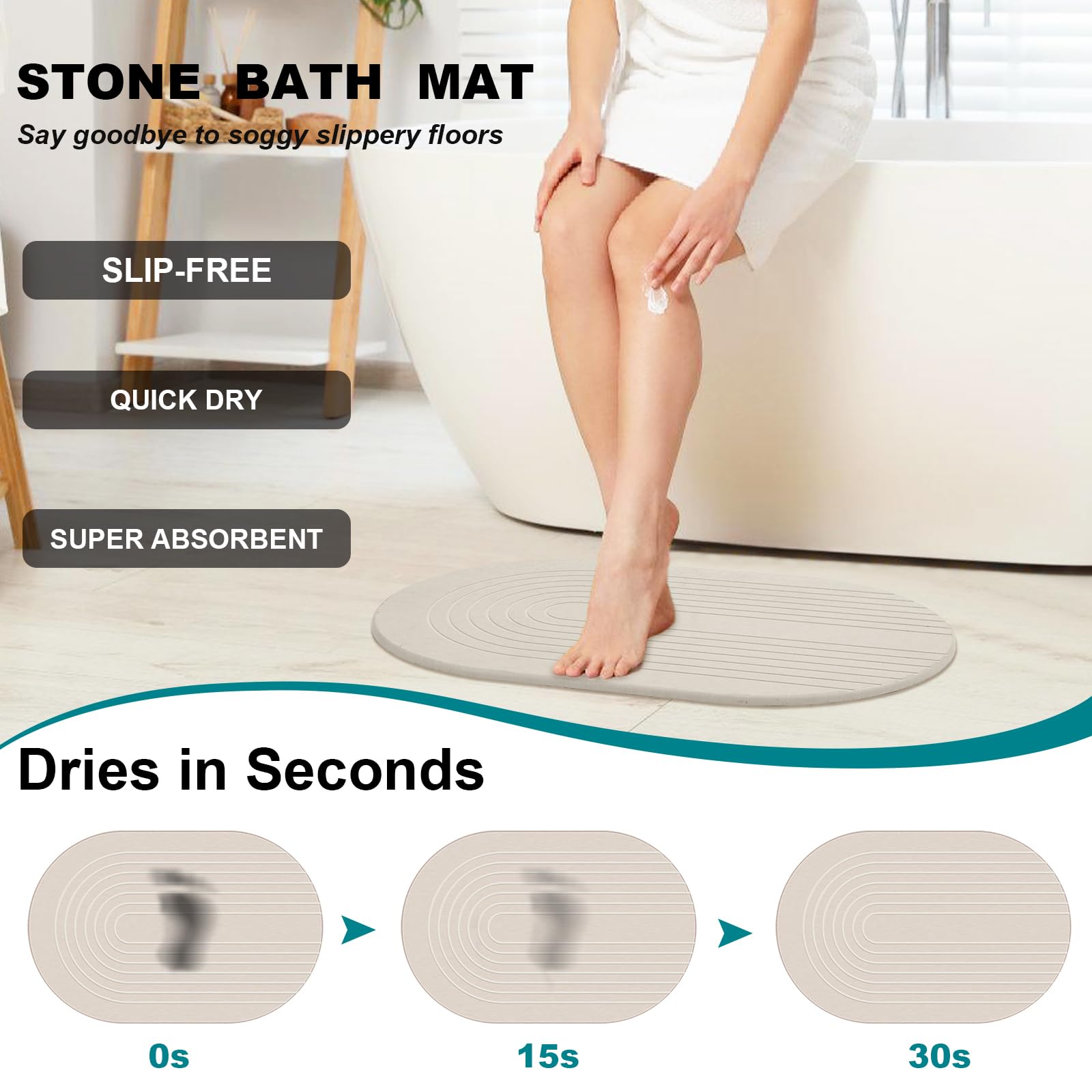Elfcool mat features non-slip texture and rubber pad to reduce slips.