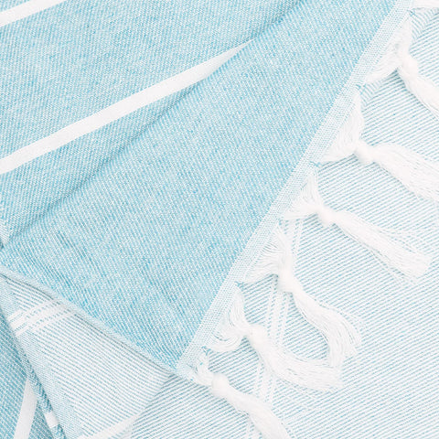 Eliamo towel close-up shows sand-free weave resisting sand cling.