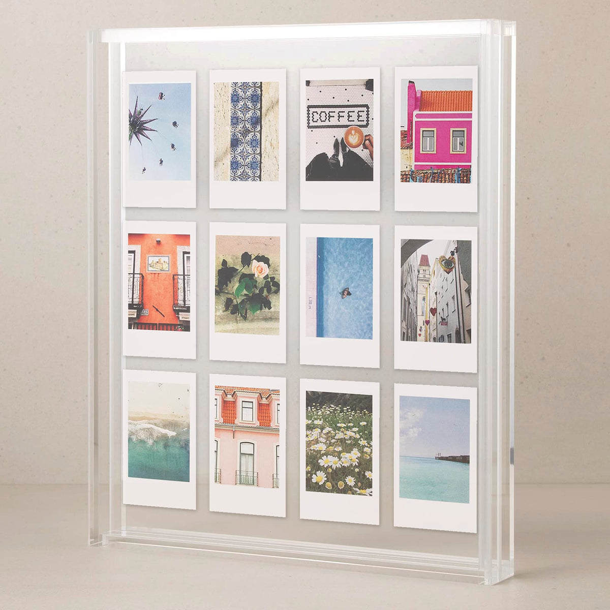 Elil Polaroid Fujifilm frame front view showing a floating 8x10 photo display for elegant memories.