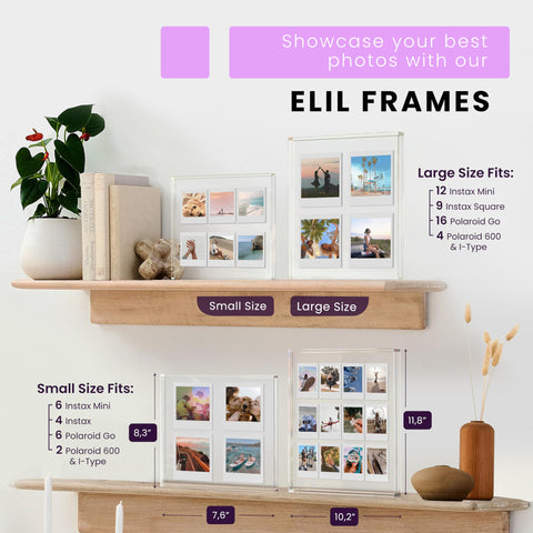Elil Polaroid Fujifilm frame horizontal stand supports landscape layouts.