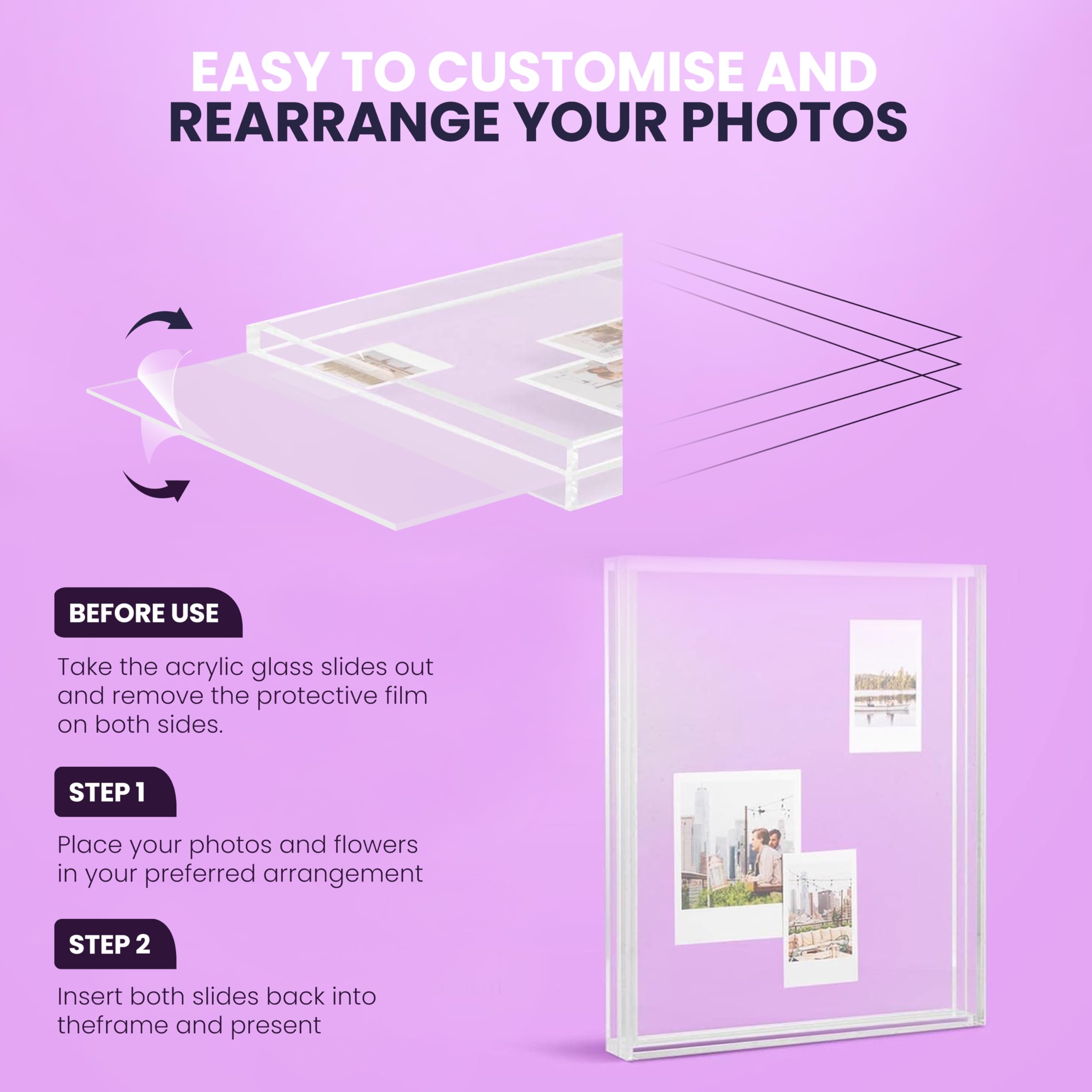 Elil Polaroid Fujifilm frame vertical stand supports portrait layouts.