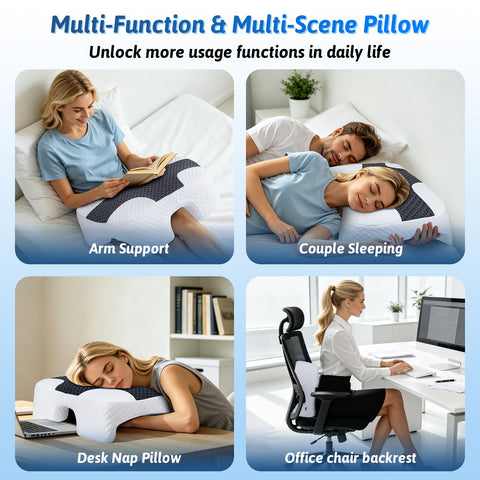 Eliteguard pillow supports side, back, and stomach sleeping styles
