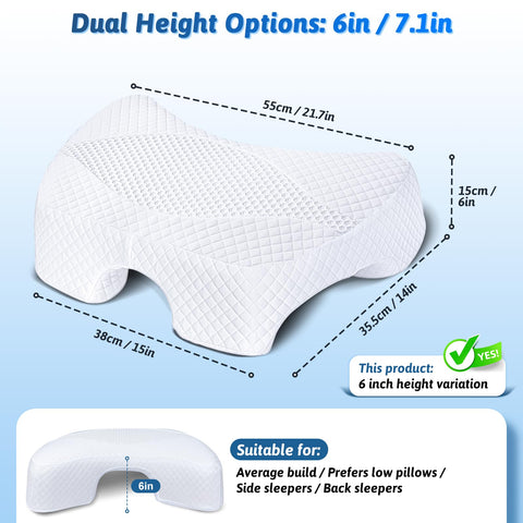 Eliteguard memory foam pillow, 6-inch height, adapts to your sleep position.