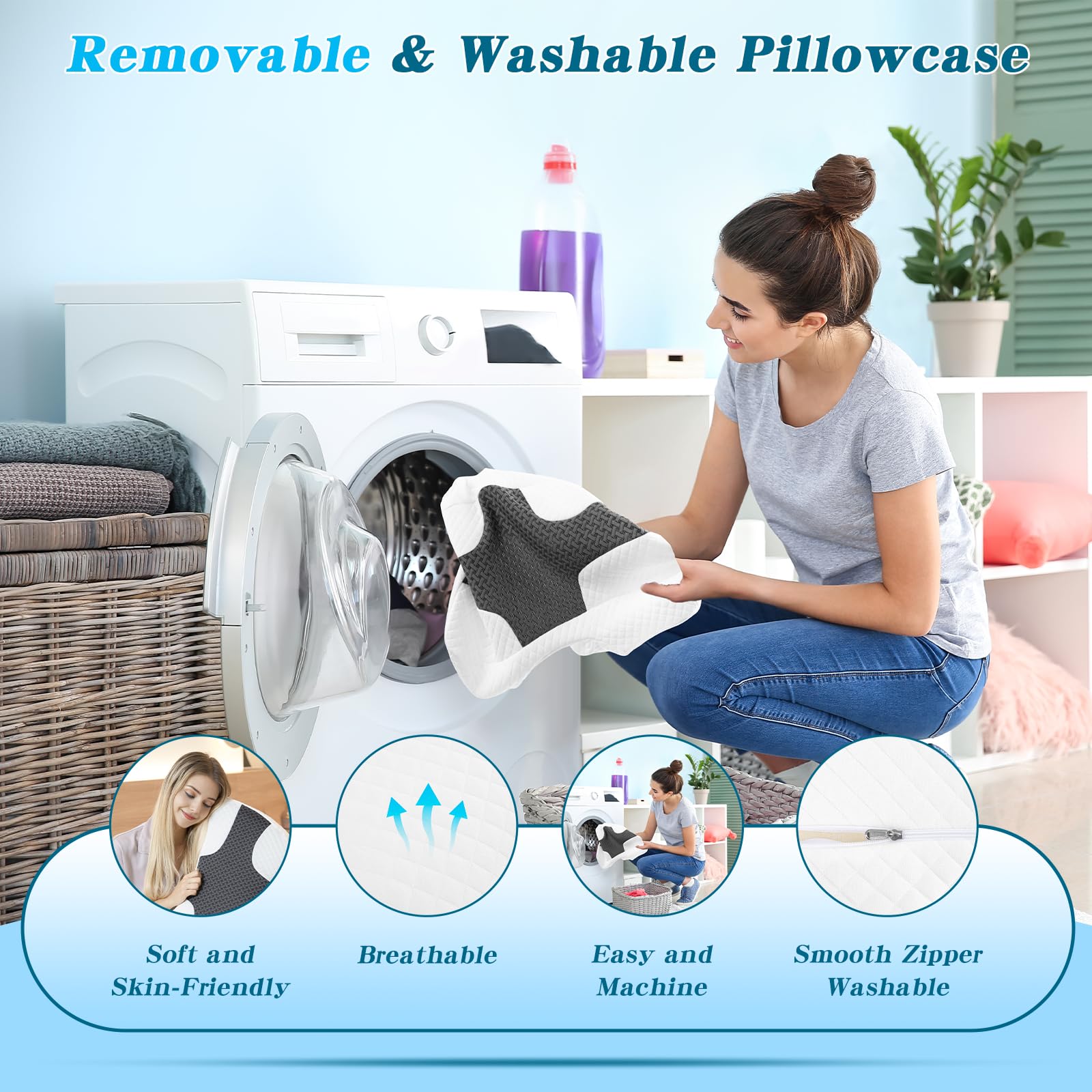 Eliteguard removable pillowcase enables easy cleaning and freshness