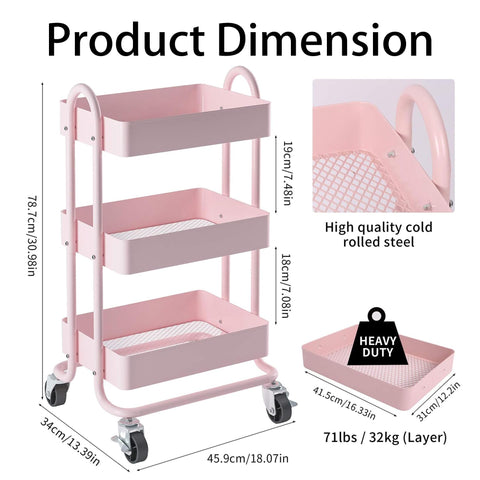 Elitehouse metal cart with basket storage shown in a tidy kitchen setup.