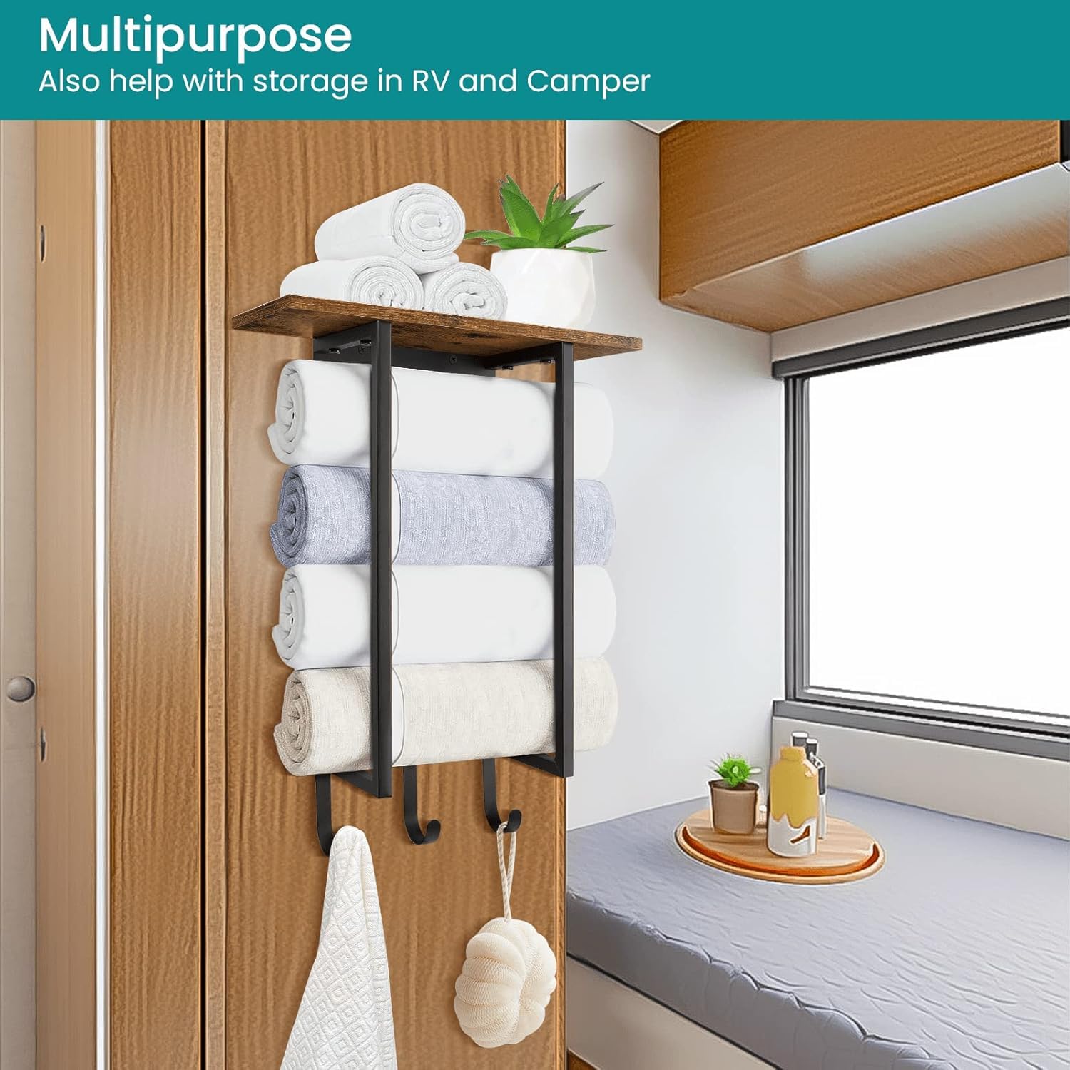 Eliteroo towel rack with rust-resistant finish.