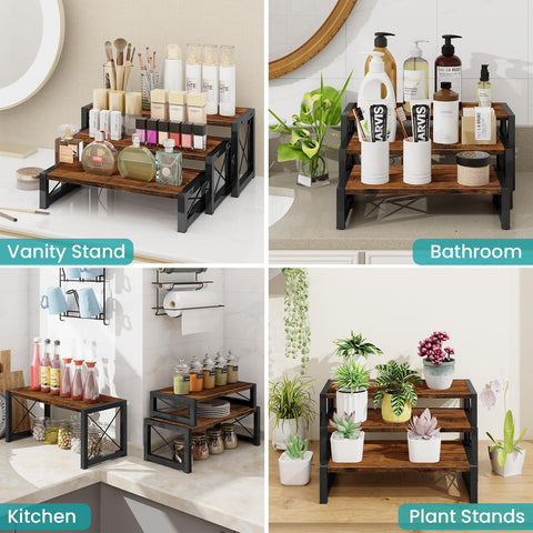ELITEROO wood display risers large for oversized treats and decor