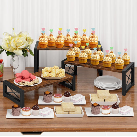 ELITEROO wood display risers small for layered desserts