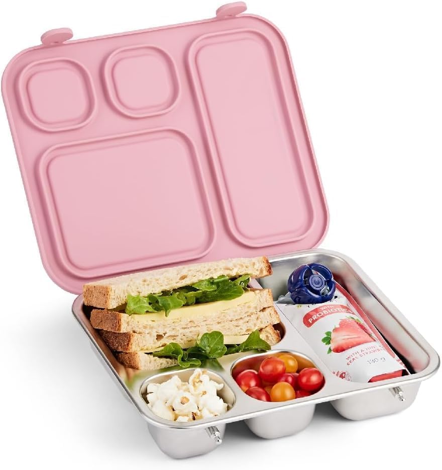 Elk and Friends kids bento box with four compartments keeps meals organized.