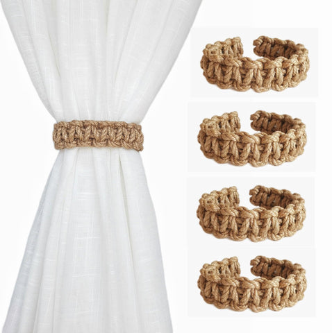 Elkpruu braided outdoor curtain tiebacks pack4 secure light drapes without wall fixtures
